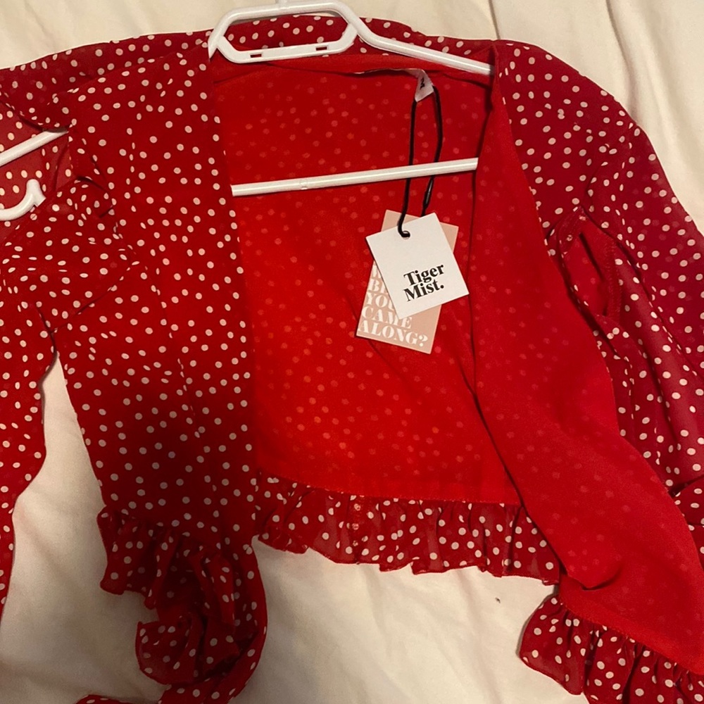 Tiger mist red polka dot Milner top